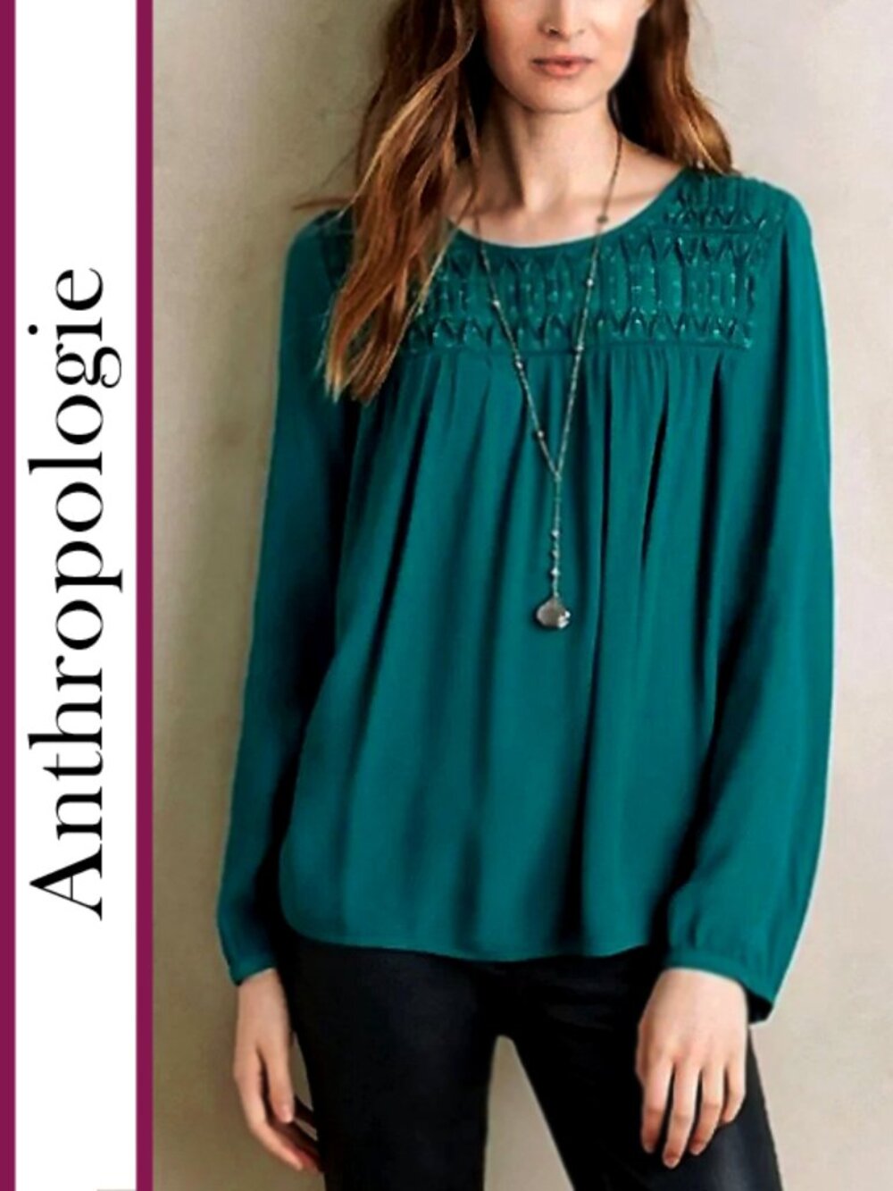 Anthro/Meadow Rue | 'Vivie' Smocked Yoke Blouse Top